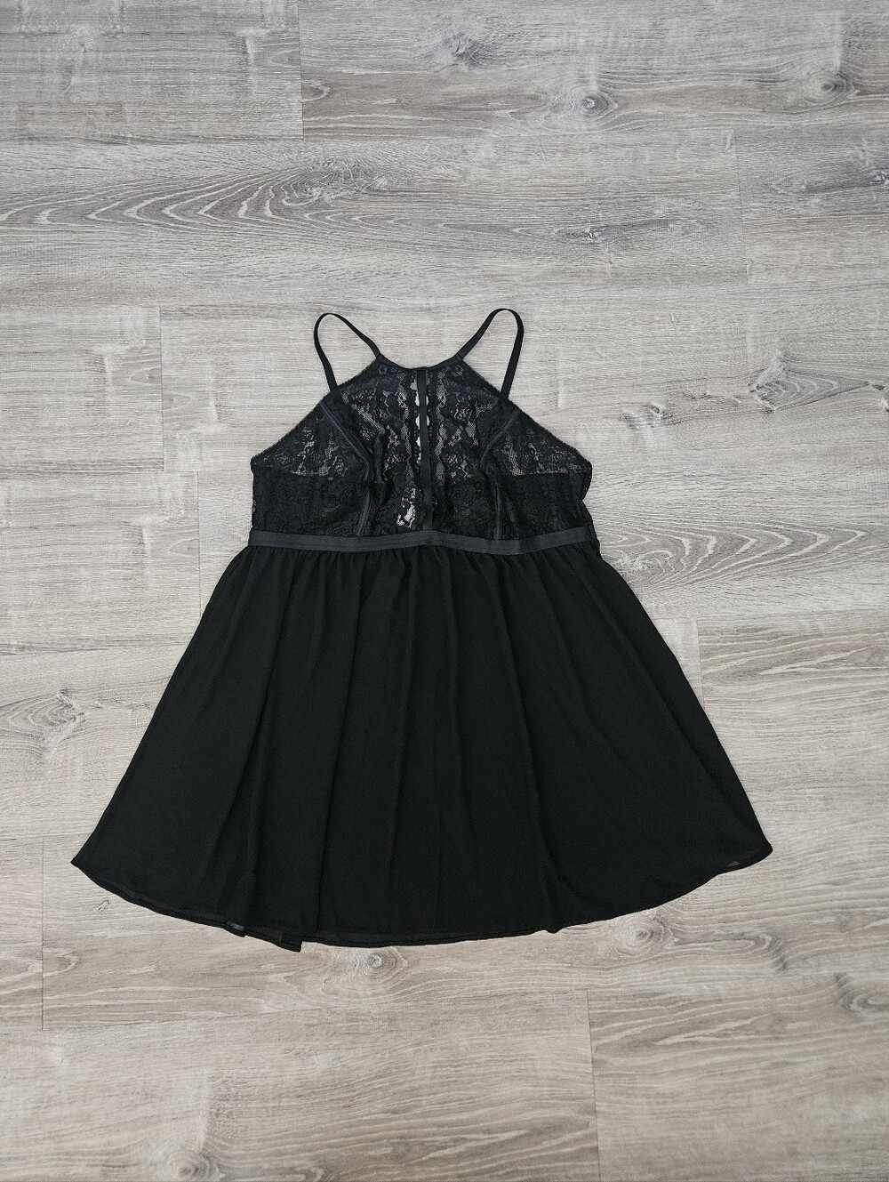 Torrid Curve Black Floral Lace Babydoll Halter Flowy Mesh Top Whimsigoth 2X Plus - Picture 10 of 14